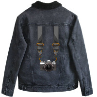 Tourist Camera Graphic Holiday Vacation Photographer Unisex Sherpa-lined Denim Jacket | Artistshot