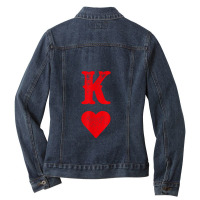 King Of Hearts Playing Card Funny Man Matching Ladies Denim Jacket | Artistshot