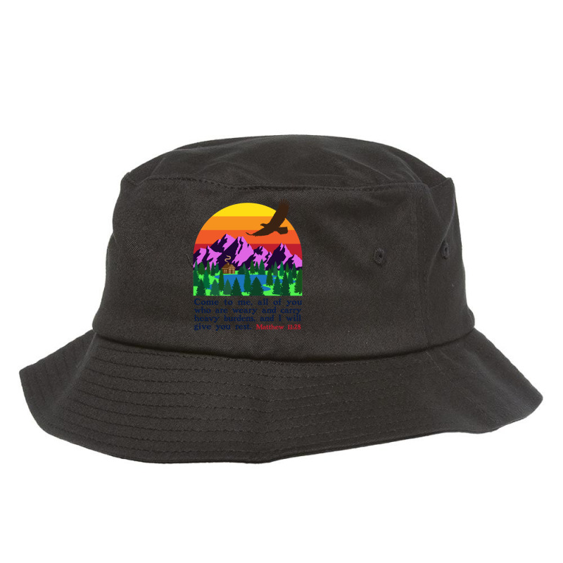 Bible Verse Matthew 1128 Come To Me All Who Are Weary Bucket Hat | Artistshot