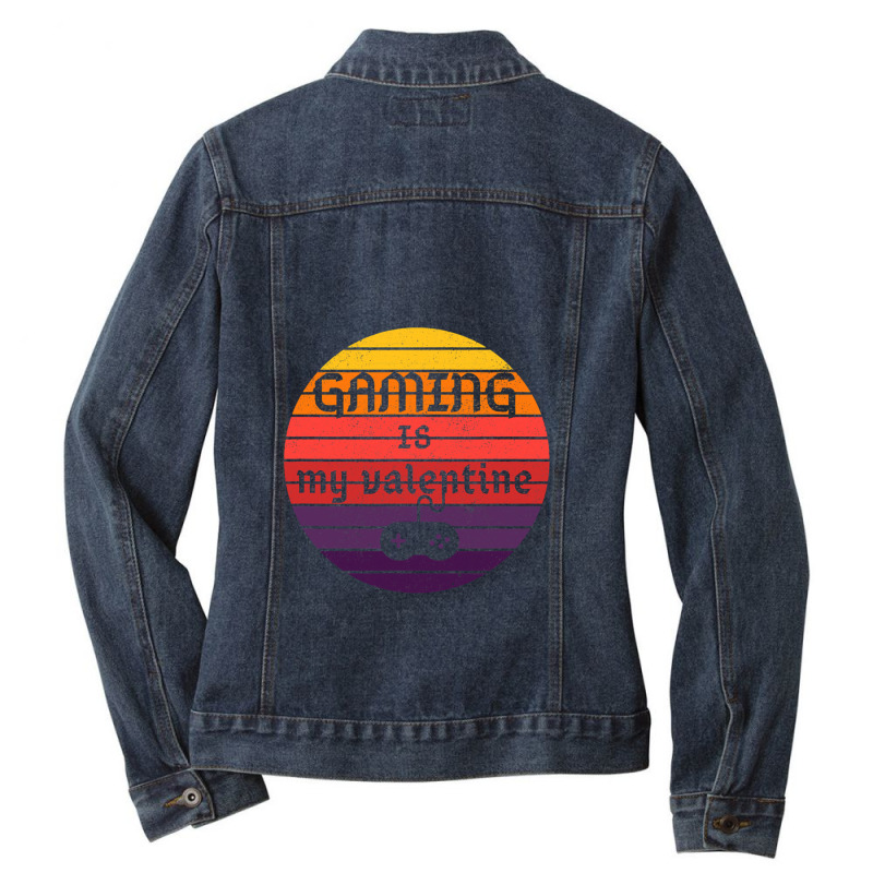 Gaming Is My Valentine Valentines Day Ladies Denim Jacket by LuceroCrystalMurillo | Artistshot