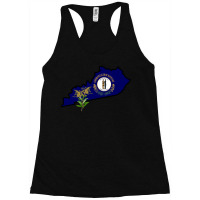 State Of Kentucky Flag With State Flower Giant Goldenrod Racerback Tank | Artistshot