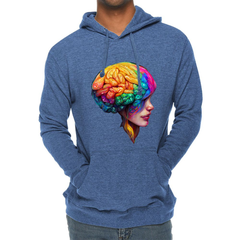 Human With Colourfull Brain Lightweight Hoodie | Artistshot