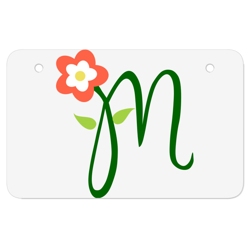 Letter M With Flower Atv License Plate | Artistshot