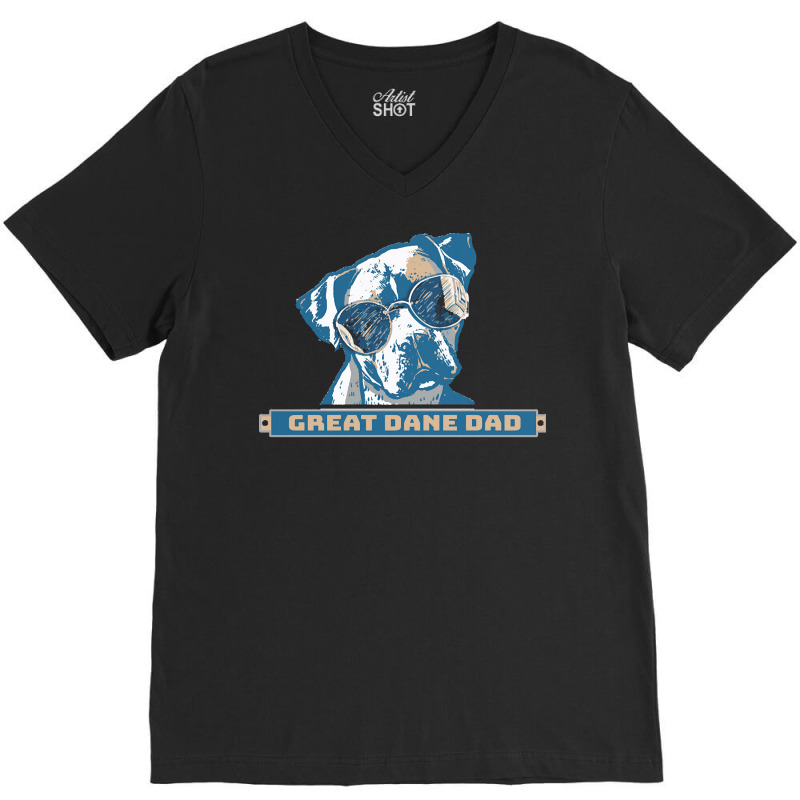 Great Dane Dad T  Shirt Great Dane Dad Cool Retro Vintage Gifts Cool S V-neck Tee | Artistshot