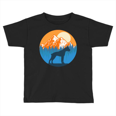 Boxer T  Shirt Boxer Dog Silhouette Sunset Mountain Forest Boxer Lover Toddler T-shirt Designed By Schadenjosh