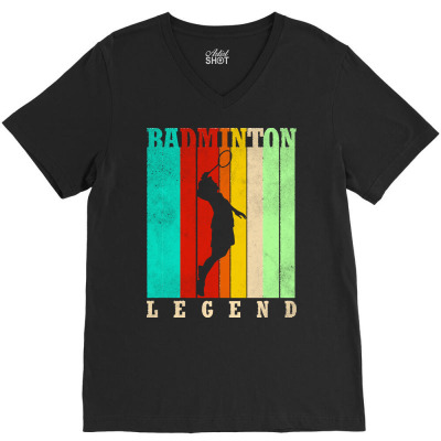 Badminton T  Shirt Badminton Legend T  Shirt V-neck Tee Designed By Gwilderman541