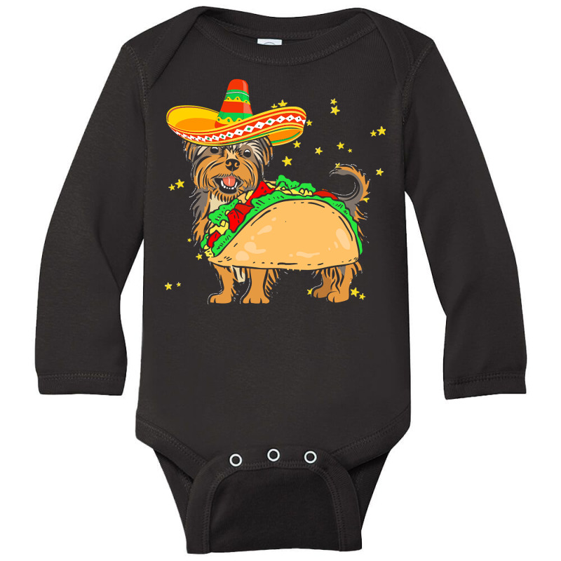 Cinco De Mayo T  Shirt Sombrero Yorkshire Terrier Dog Tacos Cinco De M Long Sleeve Baby Bodysuit by hiram84349 | Artistshot