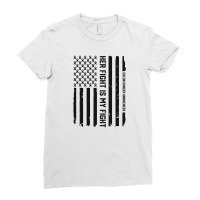 Her Fight American Flag Colorectal Bowel Colon Cancer Awareness Ladies Fitted T-shirt | Artistshot