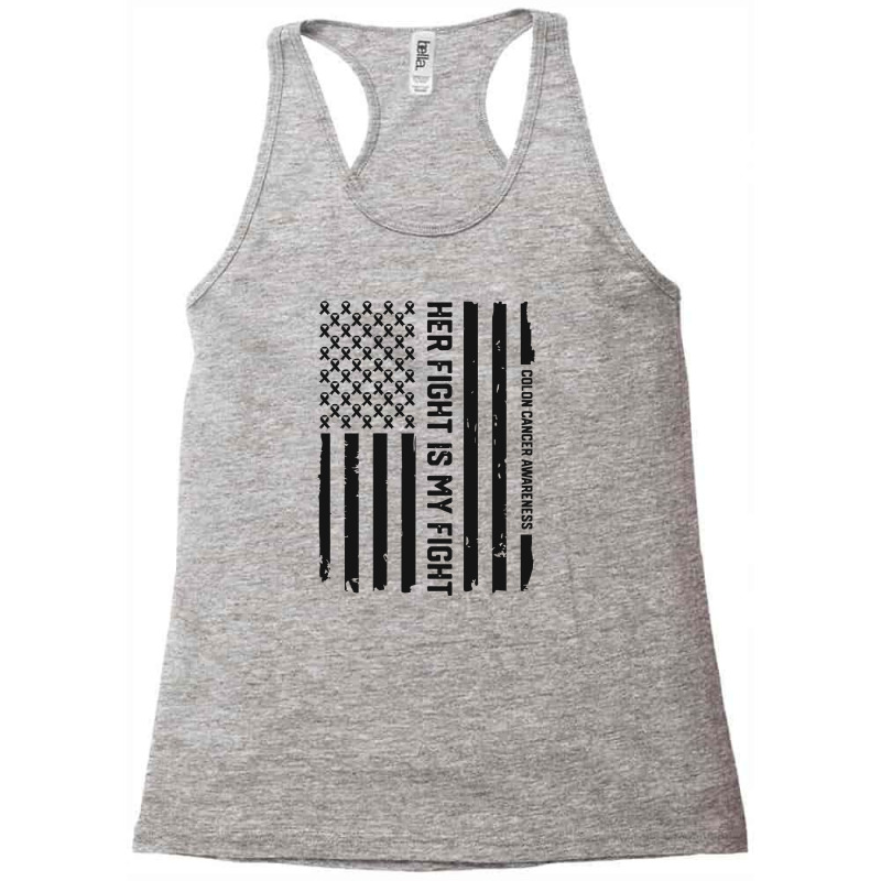 Her Fight American Flag Colorectal Bowel Colon Cancer Awareness Racerback Tank by saepuloh | Artistshot