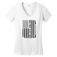 Her Fight American Flag Colorectal Bowel Colon Cancer Awareness Women's V-neck T-shirt | Artistshot