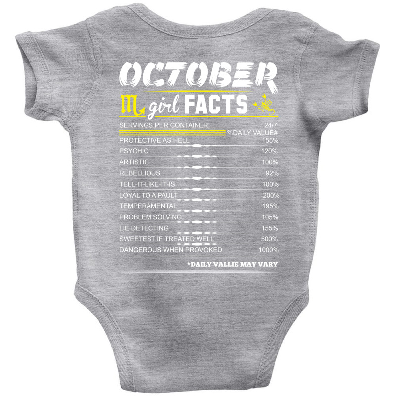 Custom October Girl Facts Scorpio Baby Bodysuit By Sabriacar