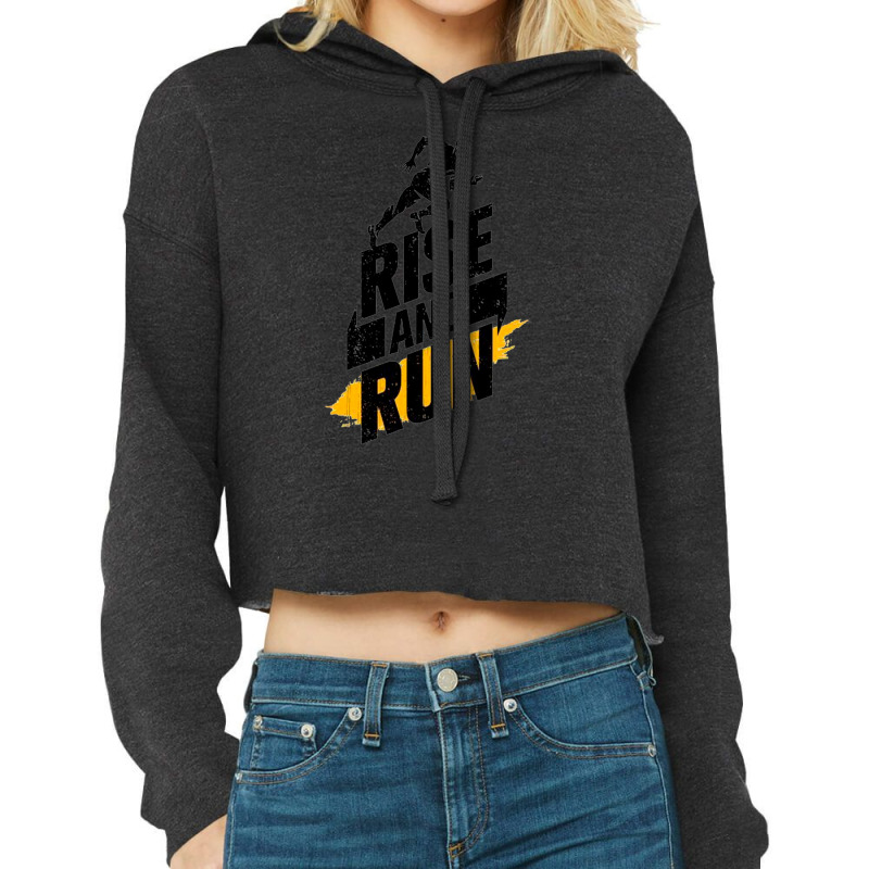 Rise And Run For Gym Cropped Hoodie by lik9787 | Artistshot