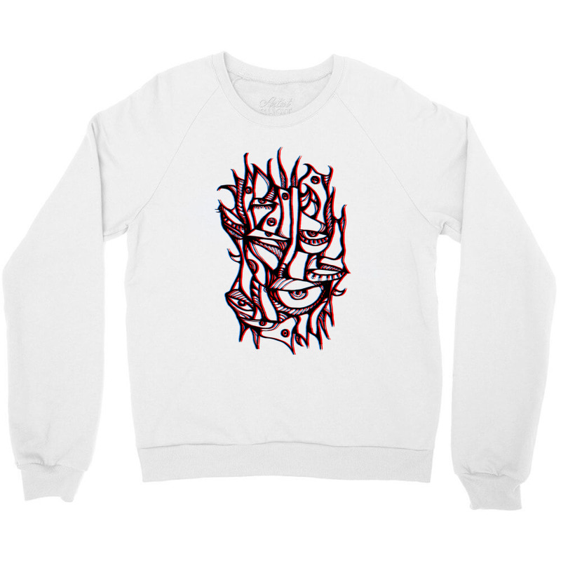 Abstract Lines Surreal Magic Eyes 3d Black Crewneck Sweatshirt by HISHIMUCHILDRESS | Artistshot