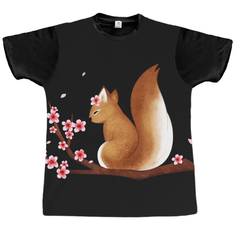 Vintage Squirrel Japanese Cherry Blossom Flower Graphic T-shirt by degreesgunner | Artistshot