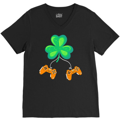 Clover Video Game Saint Patrick T  Shirt Clover Video Game Saint Patri V-neck Tee Designed By Ewaldhaag