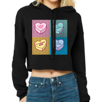 Pop Art Love In Any Language Candy Hearts Cropped Hoodie | Artistshot