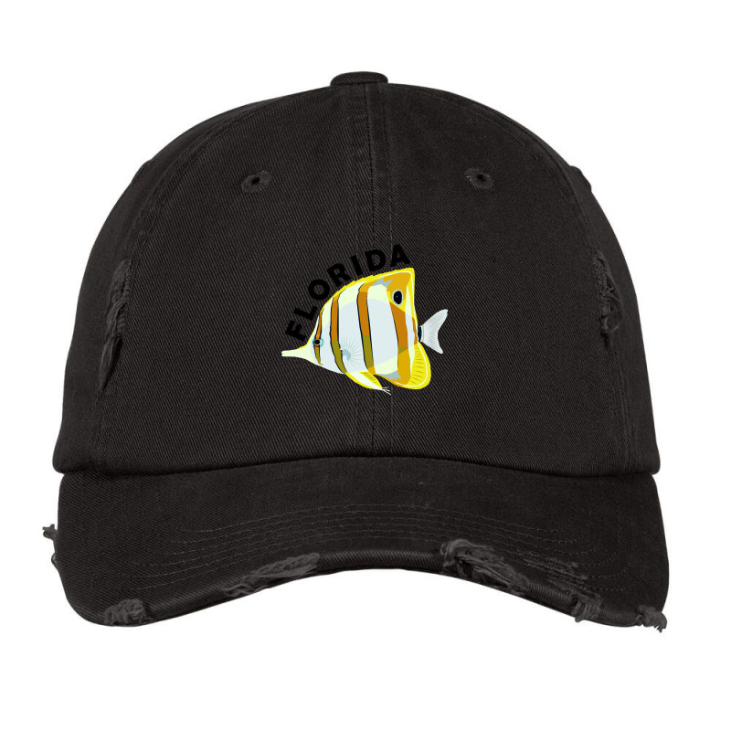 Florida Butterfly Fish, Tropical Coral Marine Animal Vintage Cap | Artistshot