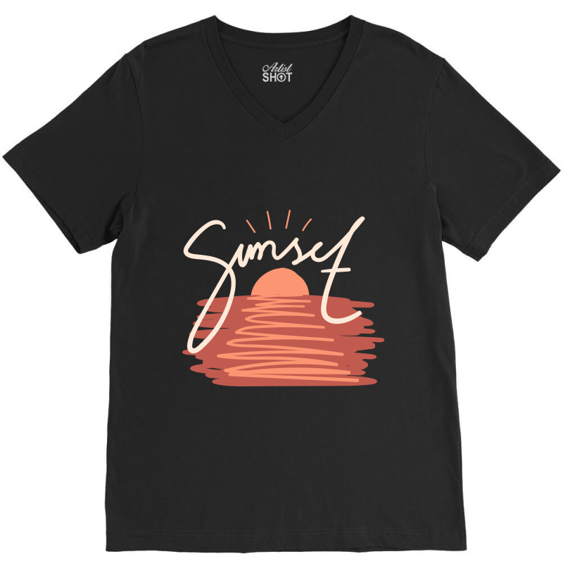 Sunset V-Neck Tee by Words Art | Artistshot