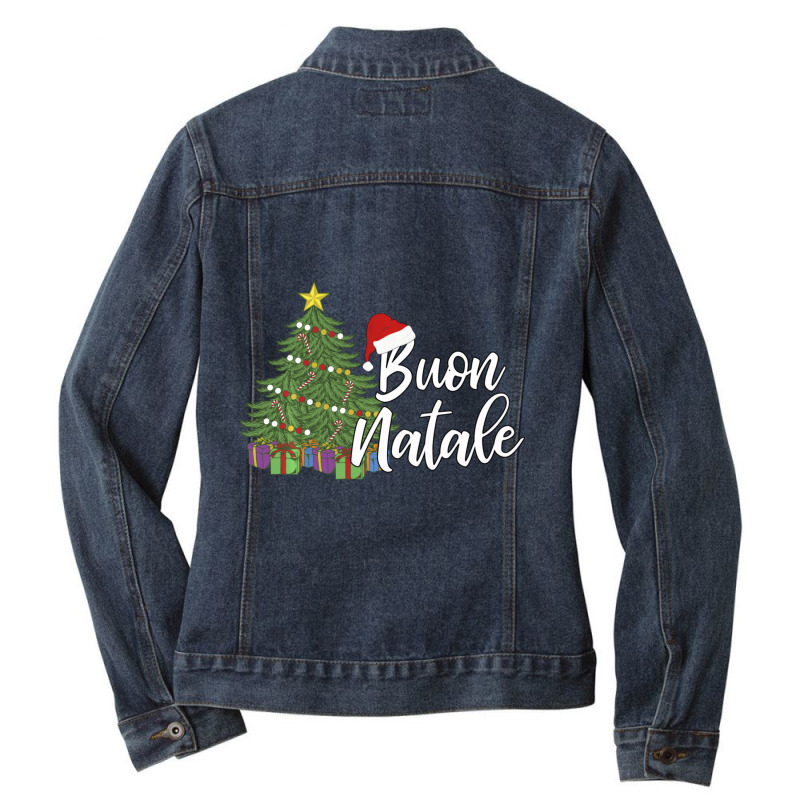 Italian Christmas Tanti Auguri Regalo Ideale Buon Natale Ladies Denim Jacket by behindcedar22 | Artistshot