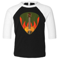 Guitar Pick Mediator Flames Guitarist Musician Guitar Toddler 3/4 Sleeve Tee | Artistshot