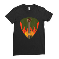 Guitar Pick Mediator Flames Guitarist Musician Guitar Ladies Fitted T-shirt | Artistshot