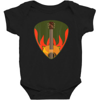 Guitar Pick Mediator Flames Guitarist Musician Guitar Baby Bodysuit | Artistshot