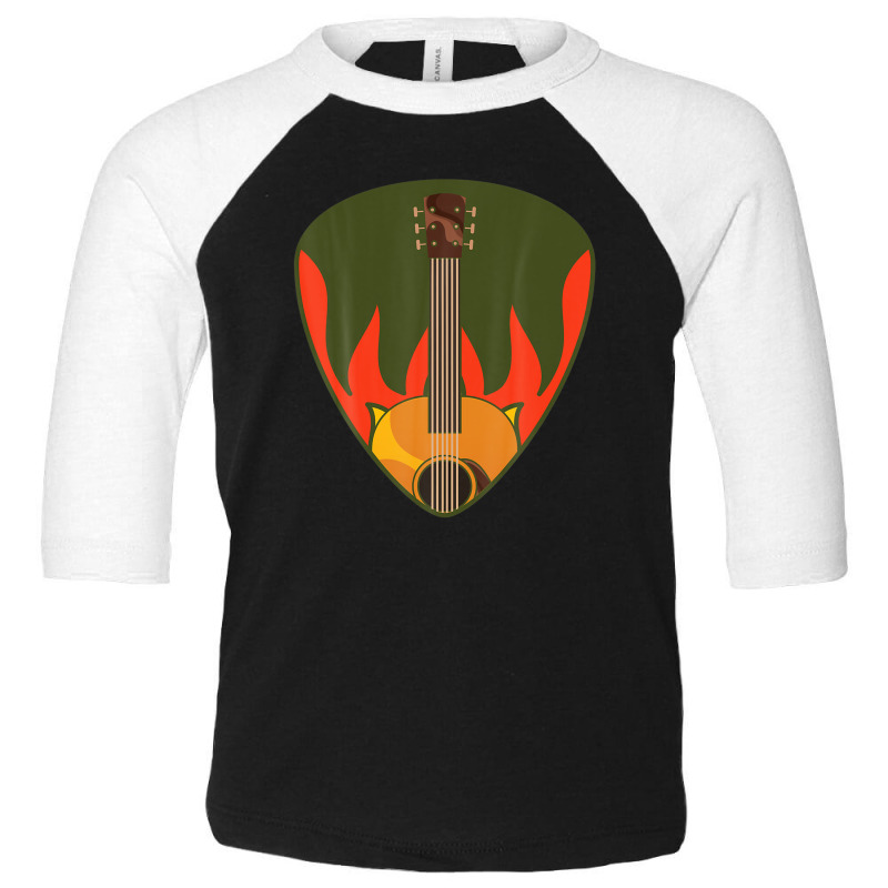 Guitar Pick Mediator Flames Guitarist Musician Guitar Toddler 3/4 Sleeve Tee by rakinybluvic | Artistshot