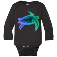 Sea Turtle Layer Cave _ Blue Green Long Sleeve Baby Bodysuit | Artistshot