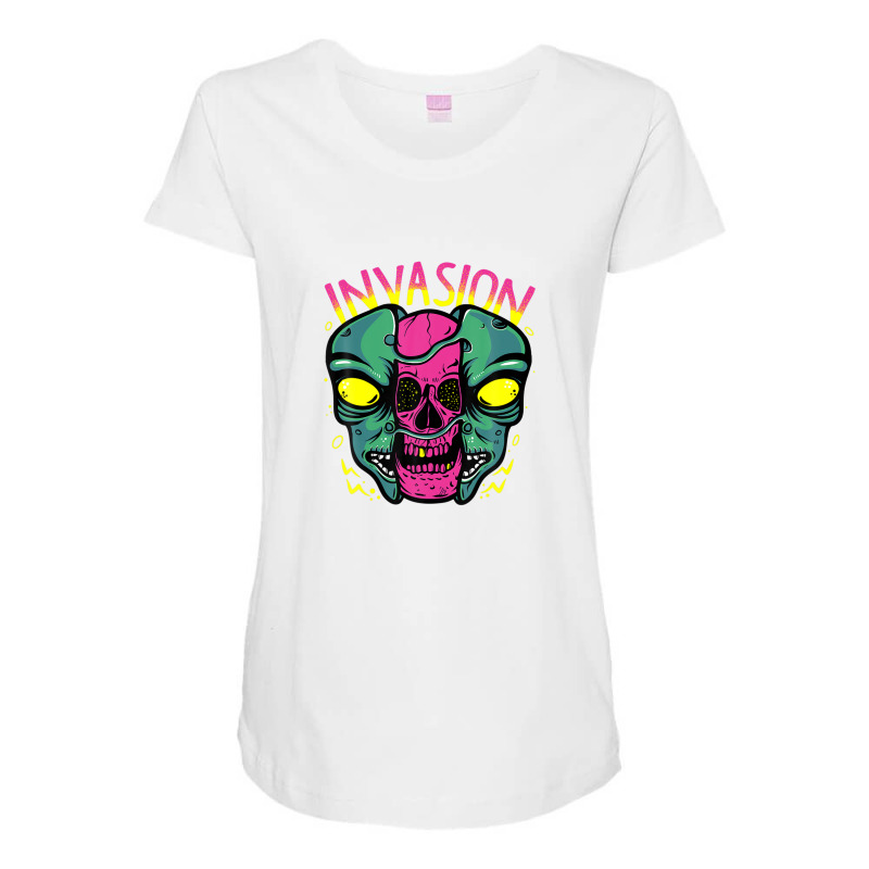 Cool Space Aliens Invasion Illustration Graphic Designs Art Maternity Scoop Neck T-shirt by shareqimbrow | Artistshot