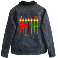 Kwanzaa Kinara Set Dripping Candles Symbols Seven Principles Pullover Unisex Sherpa-lined Denim Jacket | Artistshot