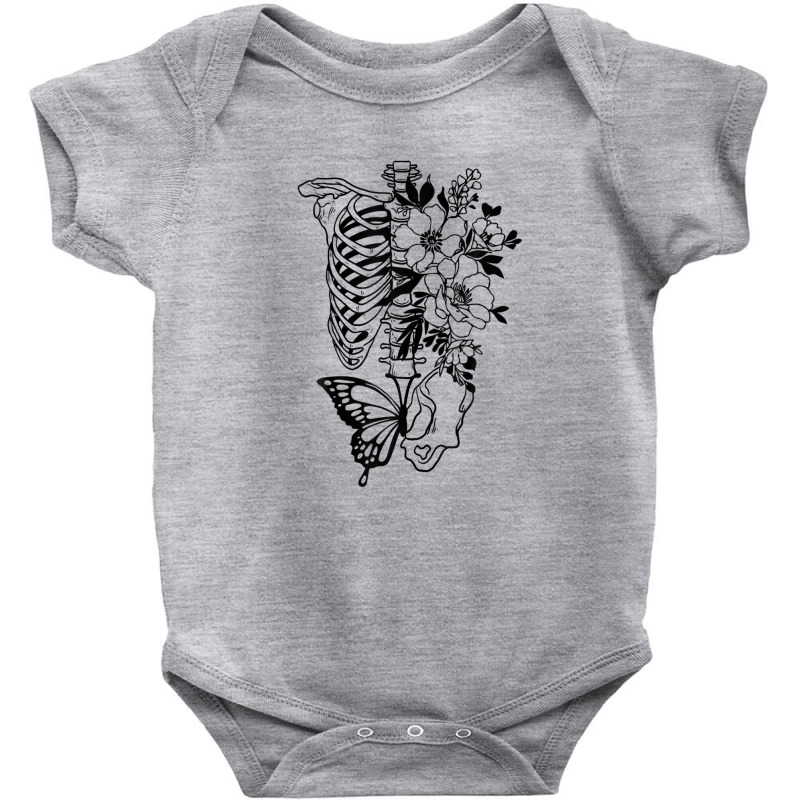 Skeleton Fairycore Flowers Aesthetic Gothic Grunge Halloween Baby Bodysuit by shareqimbrow | Artistshot