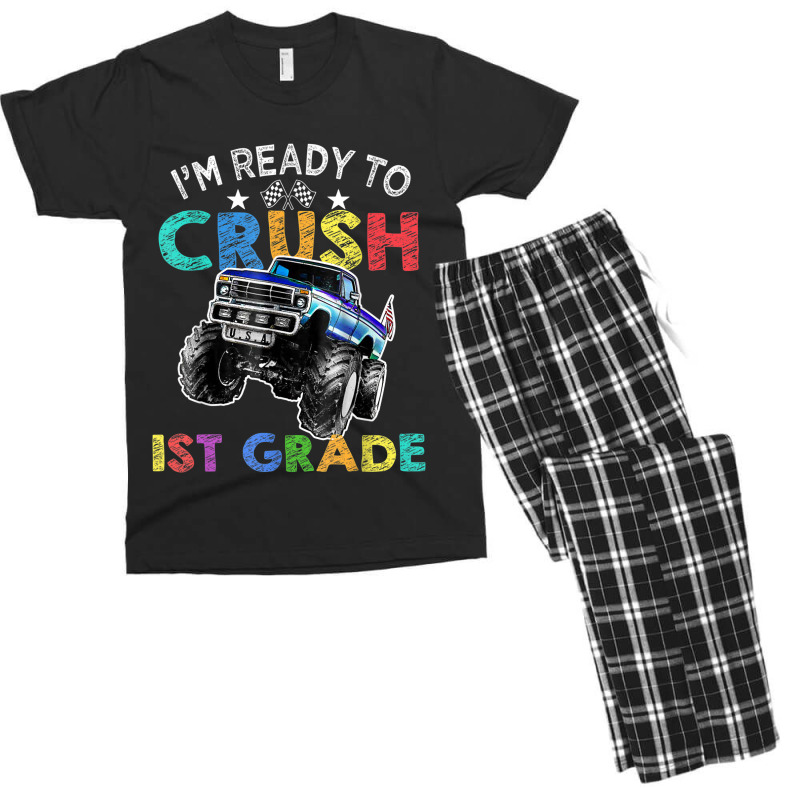 Funny I'm Ready To Crush 1st Grade Monster Truck Back To Sch Men's T-shirt Pajama Set | Artistshot