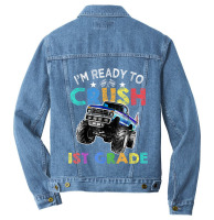Funny I'm Ready To Crush 1st Grade Monster Truck Back To Sch Men Denim Jacket | Artistshot