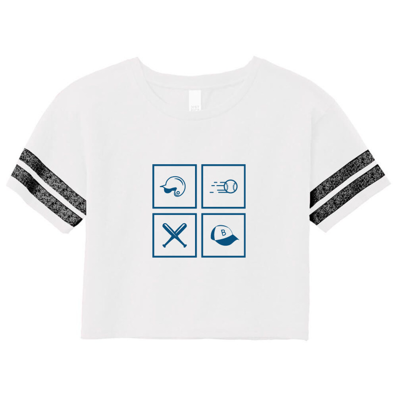 Baseball Stickers With Ball, Helmet, Cap And Bats Scorecard Crop Tee by Reginaisa | Artistshot