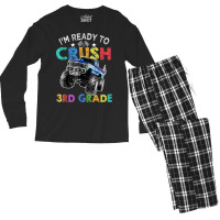 Funny I'm Ready To Crush 3rd Grade Monster Truck Back To Sch Men's Long Sleeve Pajama Set | Artistshot