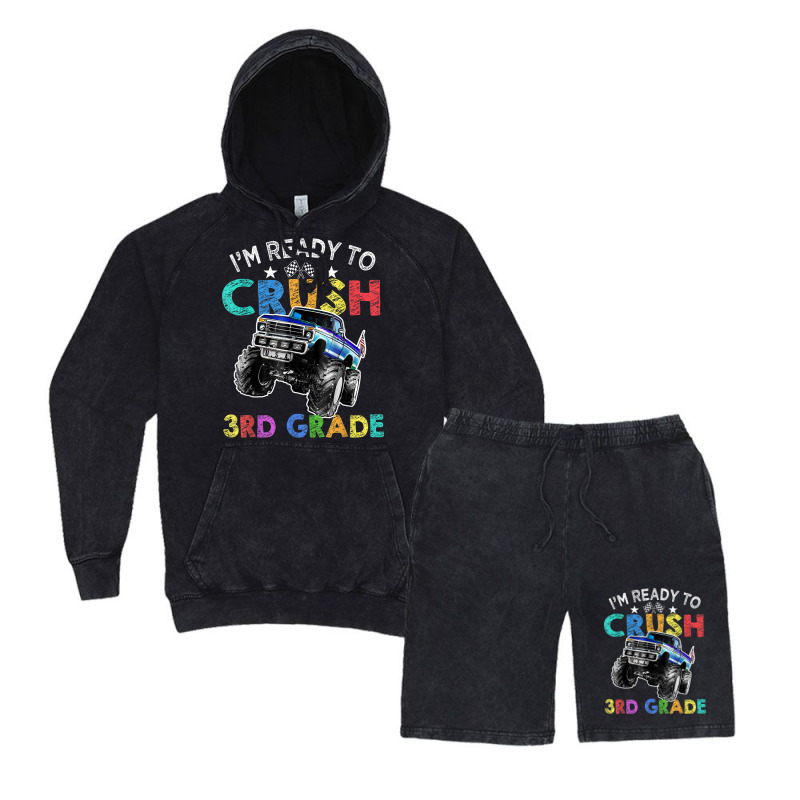 Funny I'm Ready To Crush 3rd Grade Monster Truck Back To Sch Vintage Hoodie And Short Set | Artistshot
