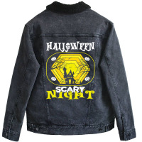 Halloween Scary Night Costume Unisex Sherpa-lined Denim Jacket | Artistshot