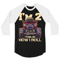Funny Kids Monster Truck 2nd Birthday Party  Gift 3/4 Sleeve Shirt | Artistshot