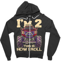 Funny Kids Monster Truck 2nd Birthday Party  Gift Zipper Hoodie | Artistshot