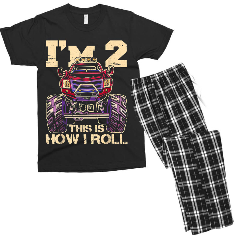 Funny Kids Monster Truck 2nd Birthday Party  Gift Men's T-shirt Pajama Set | Artistshot