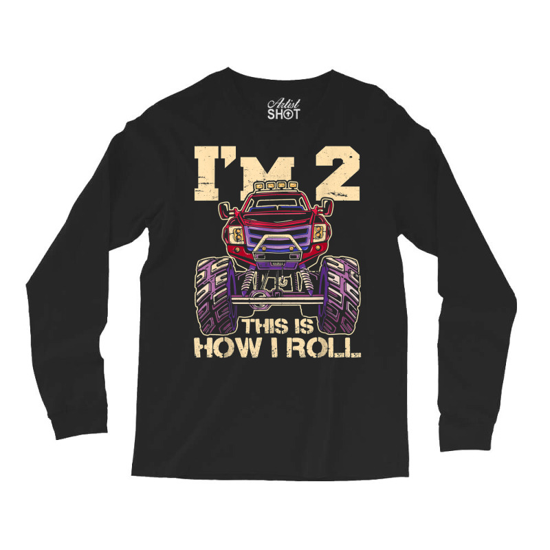 Funny Kids Monster Truck 2nd Birthday Party  Gift Long Sleeve Shirts | Artistshot