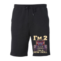 Funny Kids Monster Truck 2nd Birthday Party  Gift Fleece Short | Artistshot