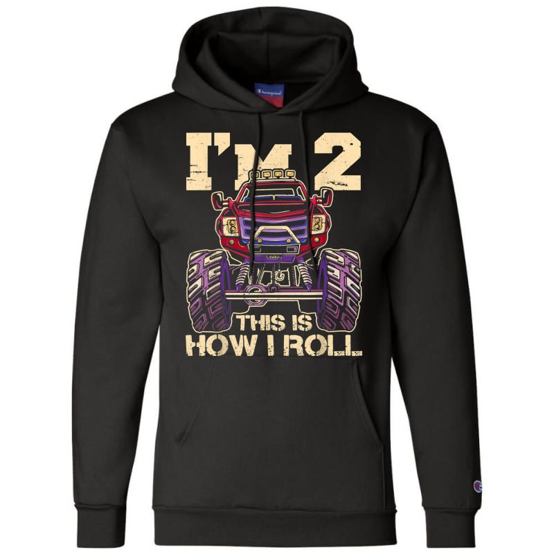 Funny Kids Monster Truck 2nd Birthday Party  Gift Champion Hoodie | Artistshot