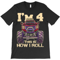Funny Kids Monster Truck 4th Birthday Party  Gift T-shirt | Artistshot