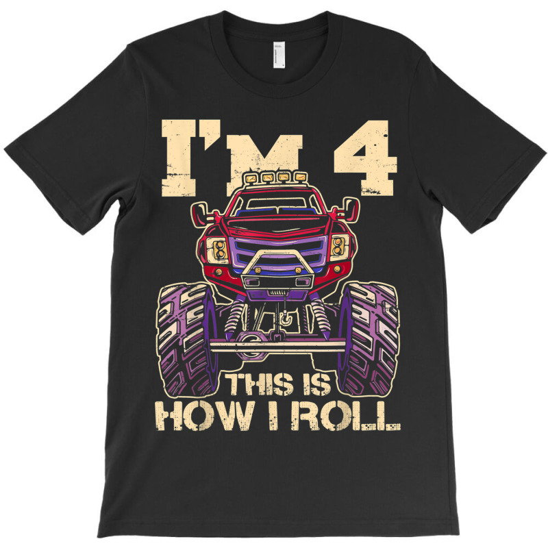 Funny Kids Monster Truck 4th Birthday Party  Gift T-shirt | Artistshot