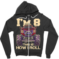 Funny Kids Monster Truck 8th Birthday Party  Gift Zipper Hoodie | Artistshot