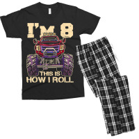 Funny Kids Monster Truck 8th Birthday Party  Gift Men's T-shirt Pajama Set | Artistshot