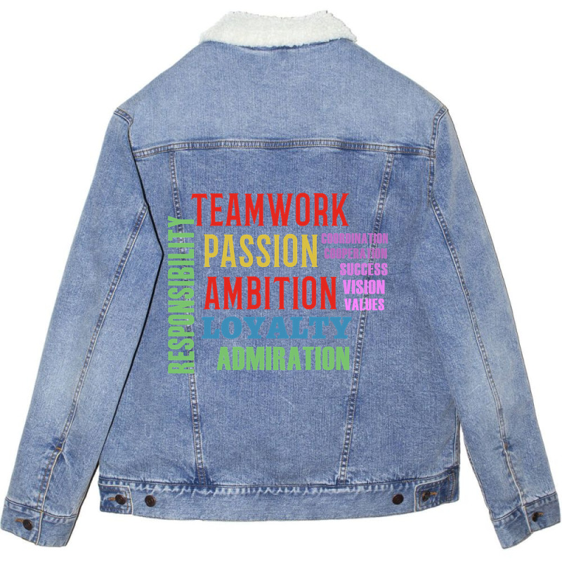 Teamwork Word Cloud Unisex Sherpa-lined Denim Jacket | Artistshot