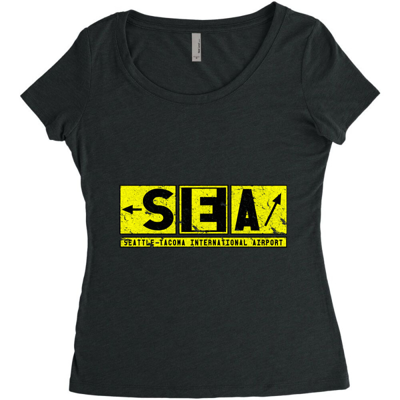 Sea Seatac Seattle Tacoma Airport Code Taxiway Sign Vintage Women's Triblend Scoop T-shirt by Jerhogen528 | Artistshot