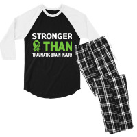 Stronger Than Traumatic Brain Injury Awareness Warrior Men's 3/4 Sleeve Pajama Set | Artistshot